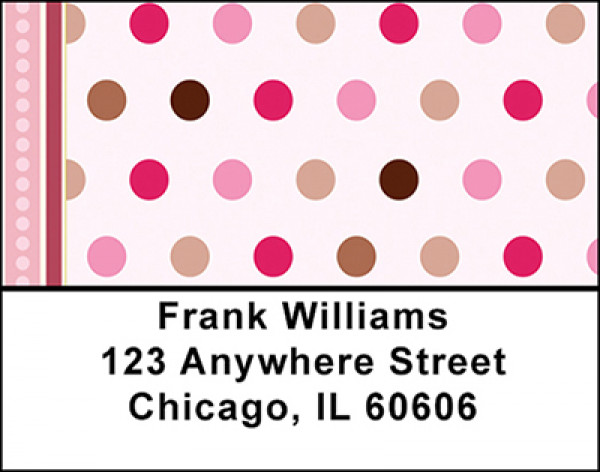 Pink - Brown Dots on Dots Address Labels | LBBAQ-45