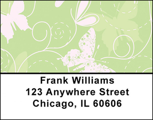 Butterflies on Green Address Labels | LBBAQ-49