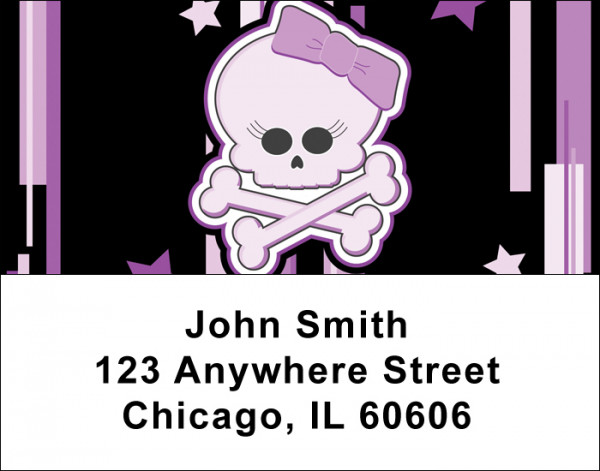 Girly Skulls Address Labels | LBGIR-02