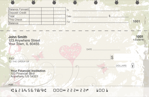 Grunge Hearts Top Stub Personal Checks | TSLOV-11